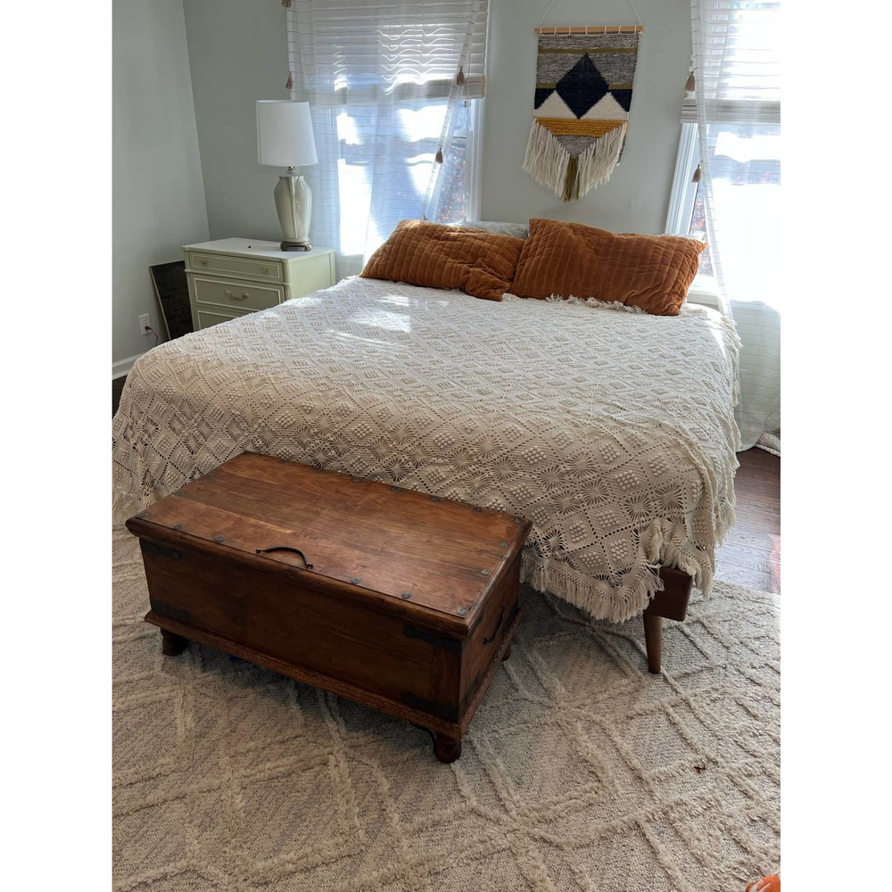Vintage Crochet Coverlet with fringe